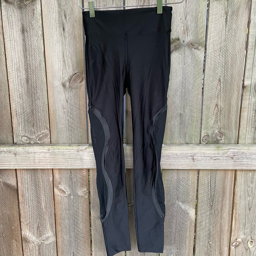 Koral Leggings Womens Activewear Mesh Panel Fitted Workout Pants Black Sz Small